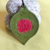 Pendentif rond pointe vert, Rose rouge