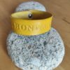 Bracelet cuir ABONDANCE jaune, motif rose, longueur 19 cm – Image 2