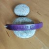 Bracelet cuir JOIE violet, motif rose, longueur 18 cm