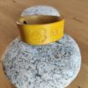 Bracelet cuir AMOUR jaune, motif rose, longueur 18 cm – Image 3