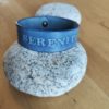 Bracelet cuir SERENITE bleu nuit, motif rose, longueur 20 cm – Image 2