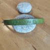 Bracelet cuir AMOUR vert, motif rose, longueur 20 cm
