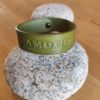 Bracelet cuir AMOUR vert, motif rose, longueur 20 cm – Image 2