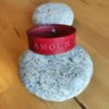 Bracelet cuir AMOUR rouge foncé, motif papillon, longueur 18 cm – Image 2