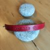 Bracelet cuir OSE rouge foncé, motif papillon, longueur 19 cm