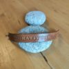 Bracelet cuir GRATITUDE chataigne, motif papillon, longueur 19 cm